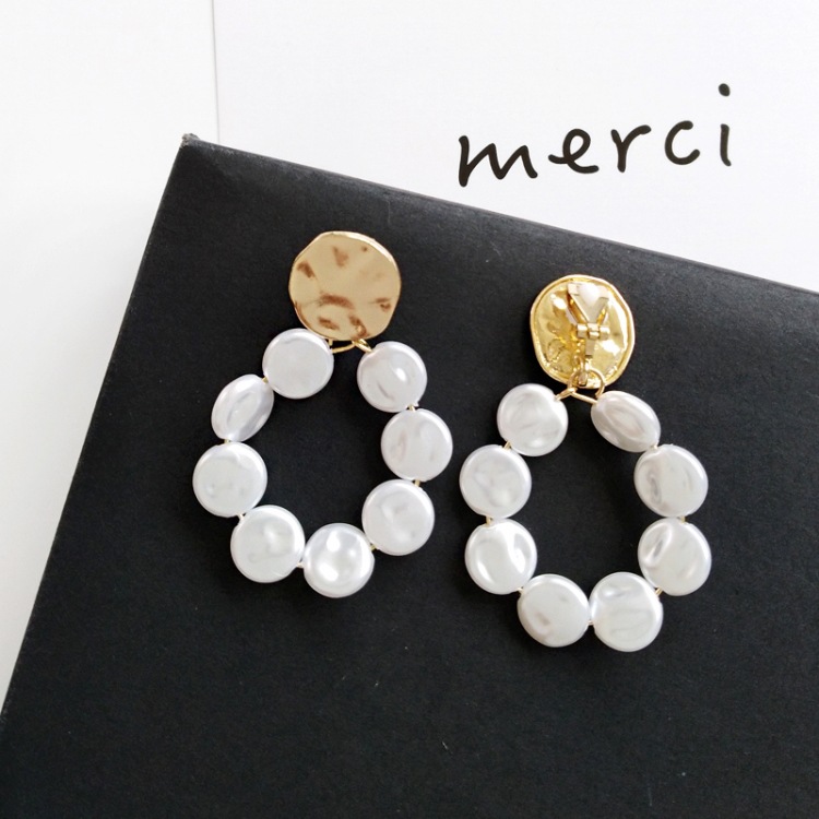 Title 1, Womens Pearl Geometric Round Metal Stud Earrin...