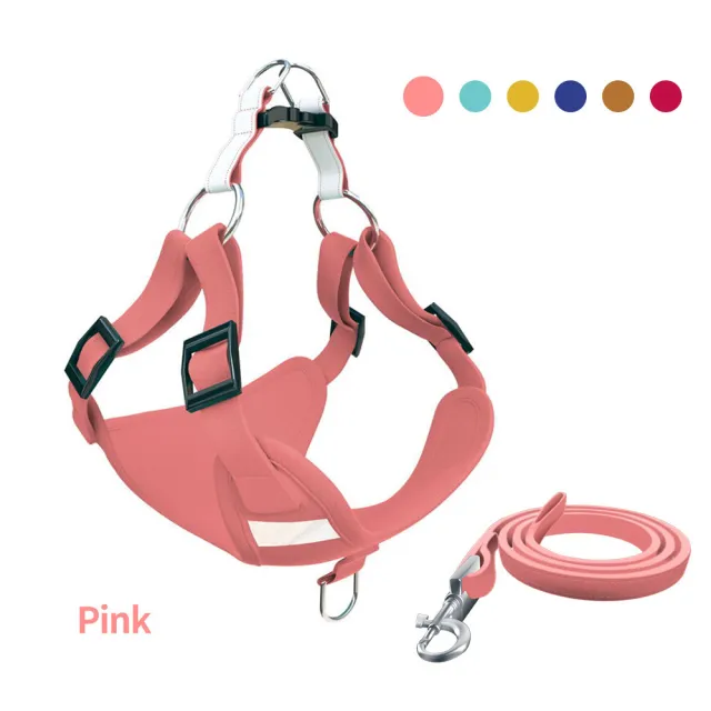 Pet Dog Harness Reflective Dog Leash Vest Type Harness Set Pink - Shop at LoveMi