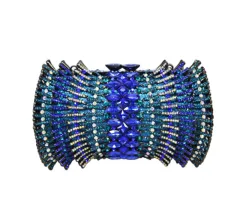 Women's Diamond String Empty Hard Case Full Diamond Clutch - J - View 1