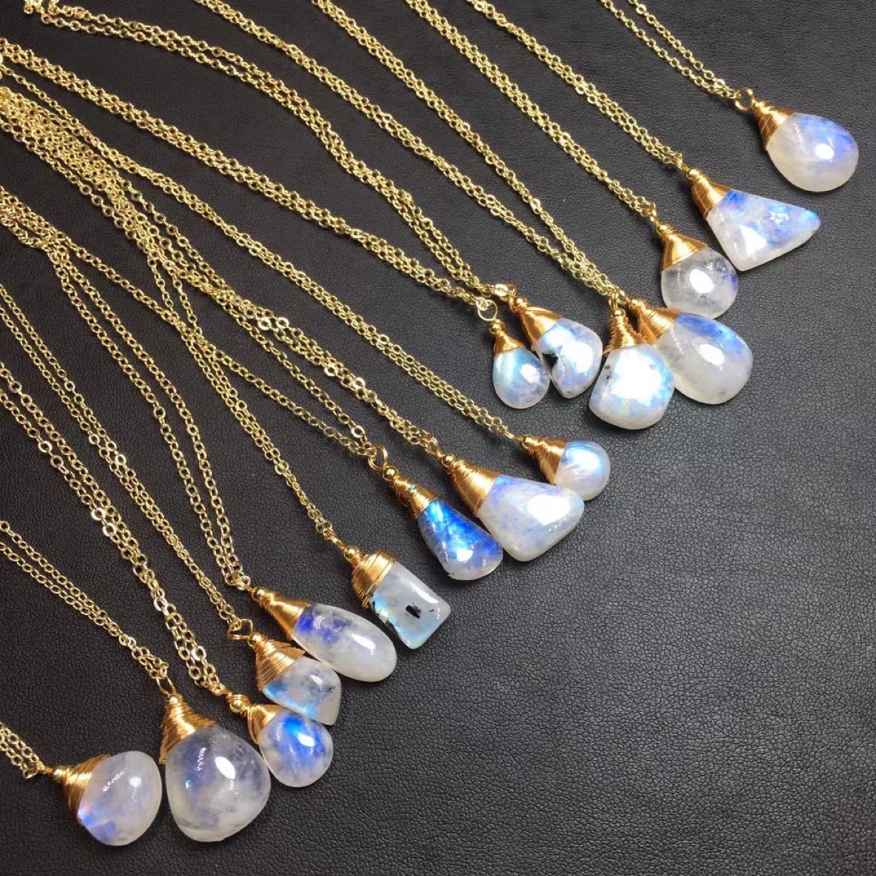 Natural Blue Moonlight Crystal Winding Pendant Necklace