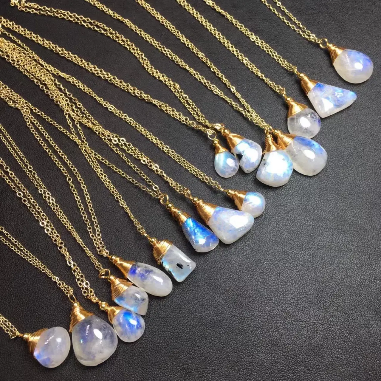 Natural Blue Moonlight Crystal Winding Pendant Necklace