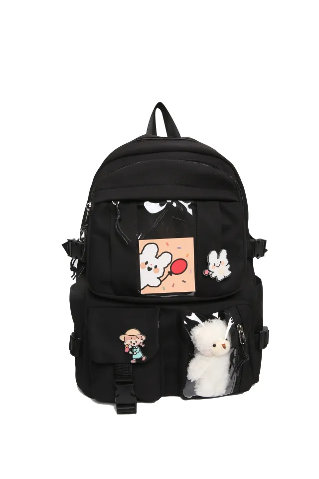 Schoolbag Female Korean Version Of The Trendy Transparent Large capacity Backpack For Junior High School Students Black - Shop at LoveMi