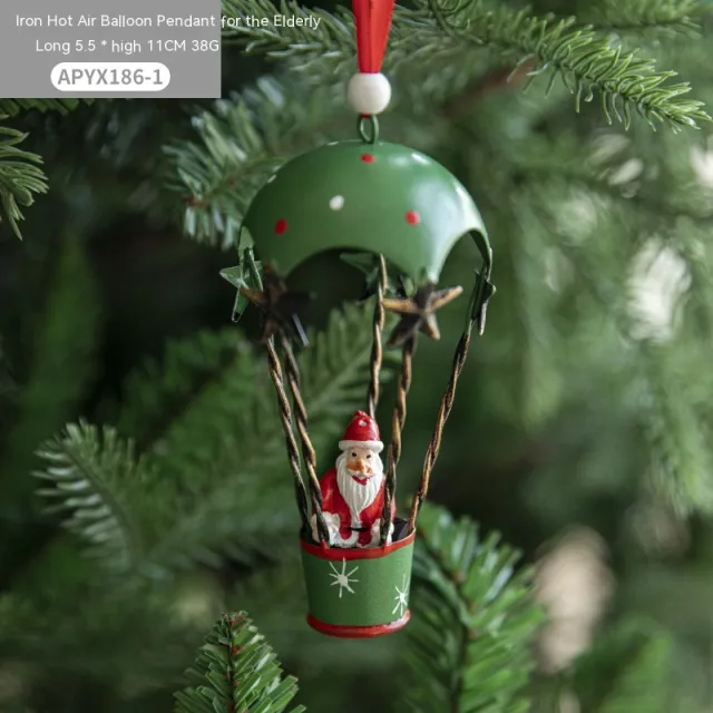 Nordic Iron Christmas Hot Air Balloon Parachute Pendant Creative Decorations Tree Charms Hangings Santa 35G - Shop at LoveMi