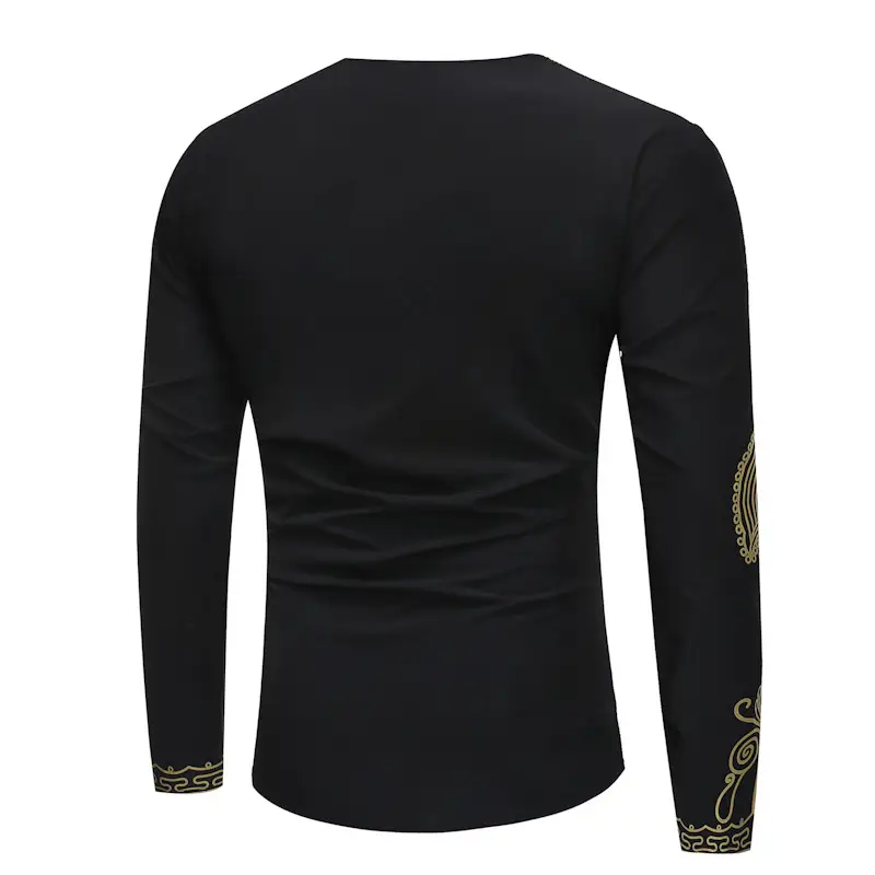 Men's African Tu Style Ethnic Characteristic Printed T-shirt Top