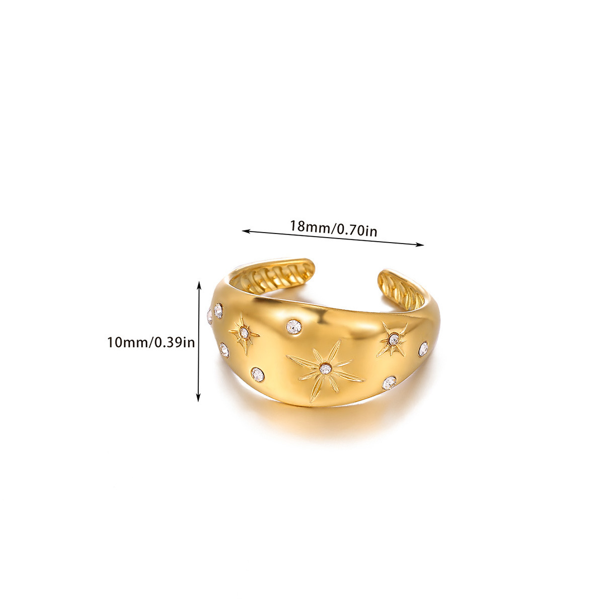 Gold Plated Turtle Flower Statement Ring