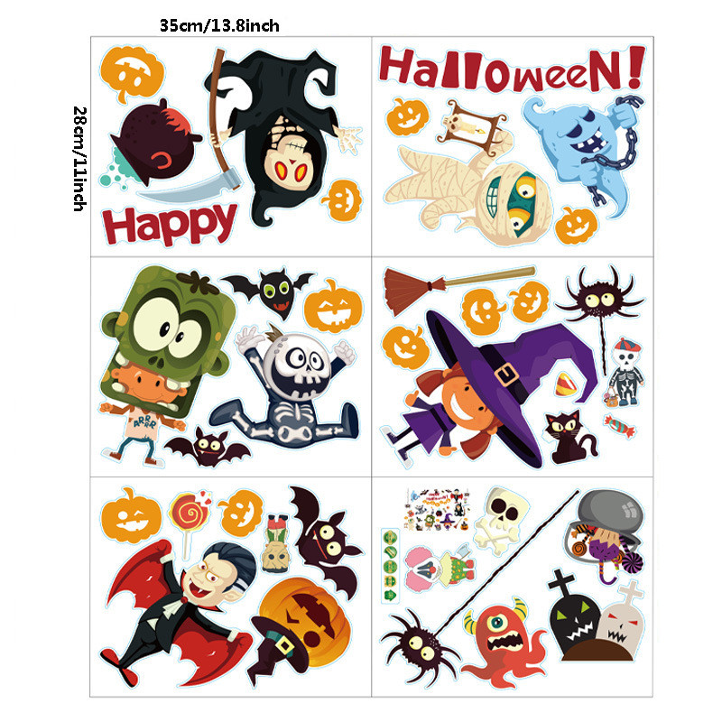 Halloween Bat Pumpkin Decoration Stickers (AL800628x35cmx6)