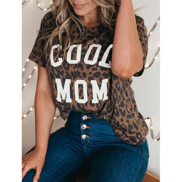 Round Neck Loose Fitting Short Sleeved T shirt Brown - Shop at LoveMi