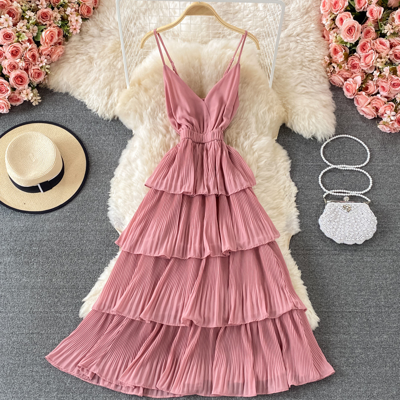 Rabbit Hair V-Neck Maxi Dress