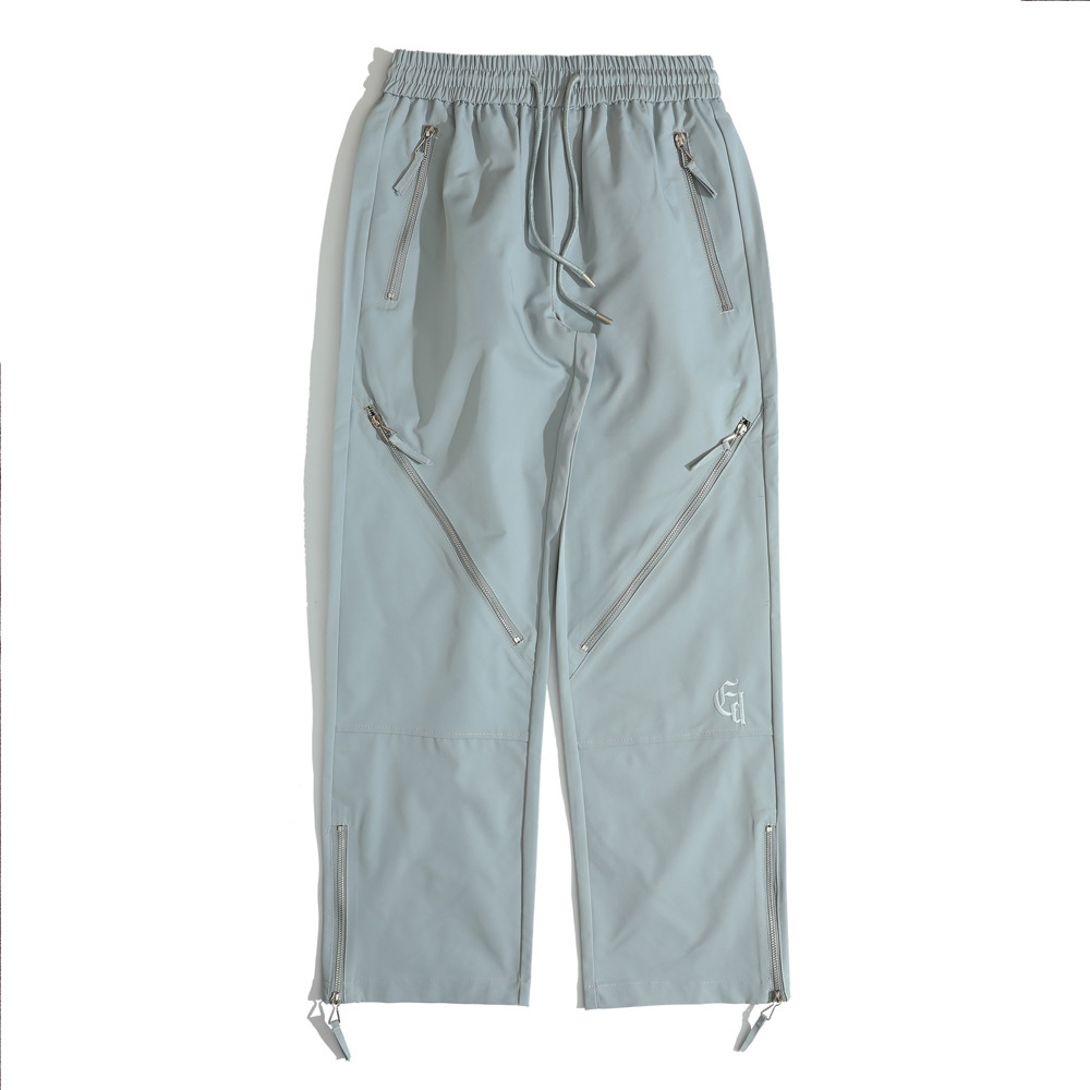 Zippered Tide Brand Slit Loose Straight Trousers