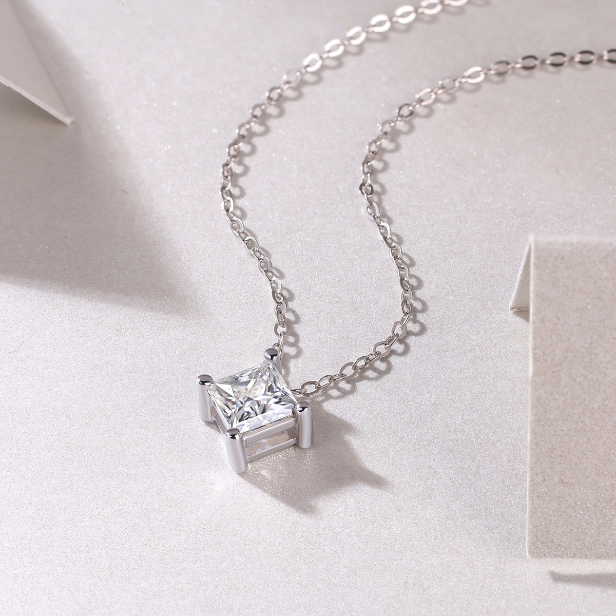 Square Moissanite Pendant 5.5×5.5mm S925 Sterling Silver
