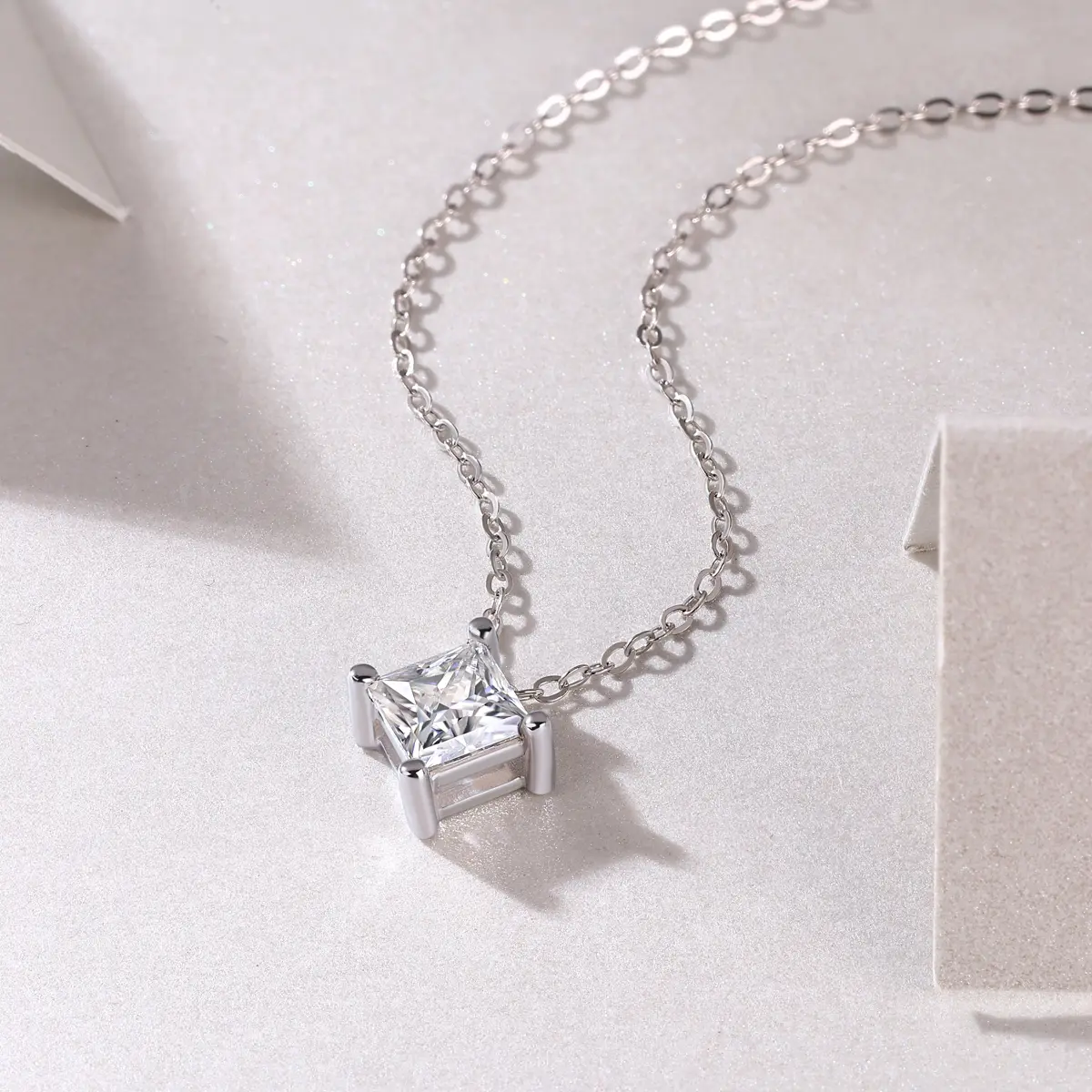 1Stay Together - A Fashionable And Luxurious Diamond Jewelry Pendant Set With Square Moissanite S925 Sterling Silver. Prohibit Tk Sales