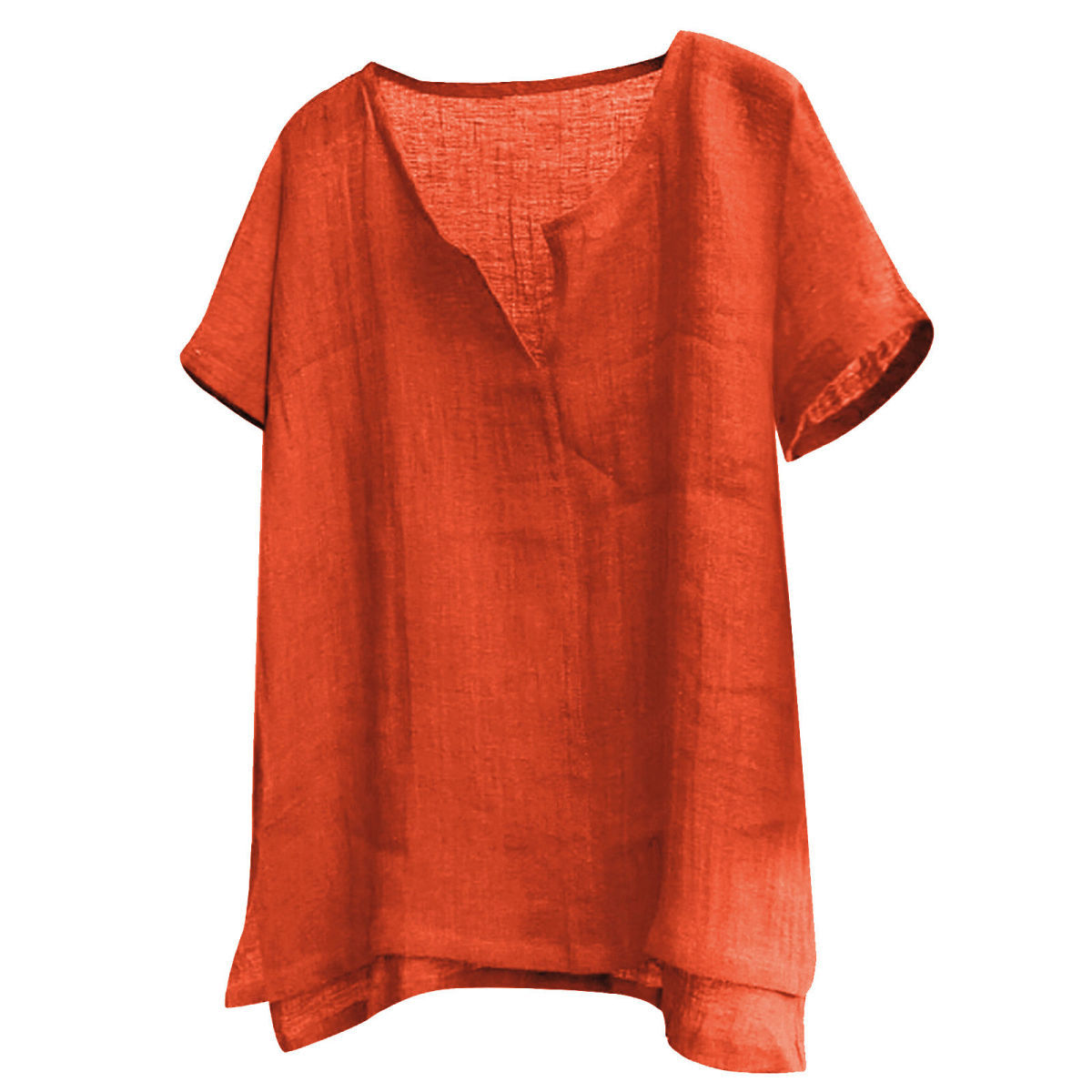 Summer Cotton And Hemp Plain Simple Men's Short-sleeved Shirt