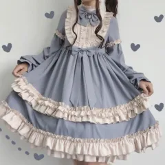 Japanese Soft Girl Spring And Summer Cat Party Dress - Light Blue - View 1
