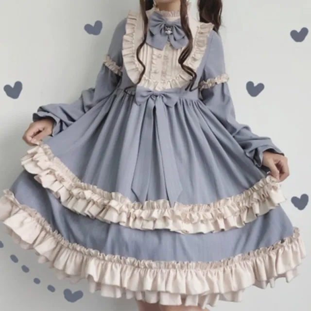 Japanese Soft Girl Spring And Summer Cat Party Dress Light Blue - Shop at LoveMi