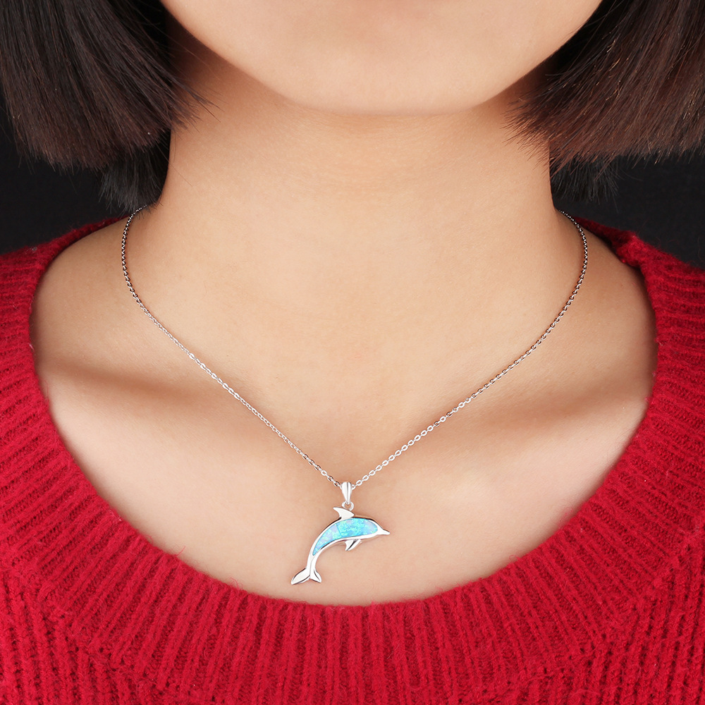 Ocean Dolphin Pendant S925 Silver Necklace