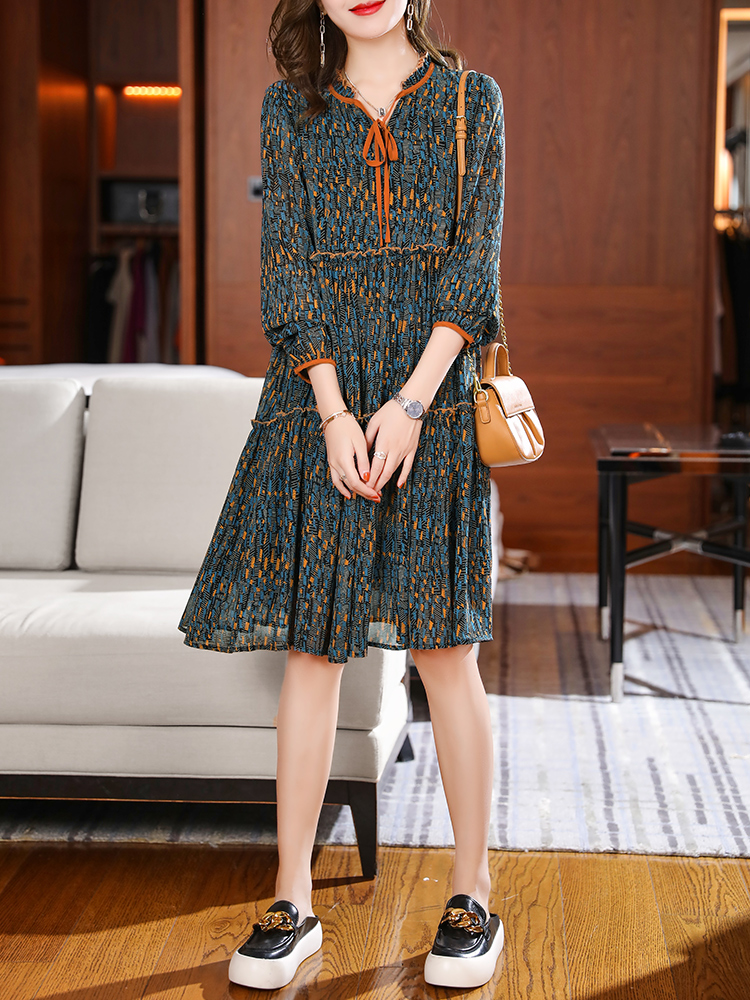 Floral Chiffon Long Sleeve Dress, picture 5 of 6