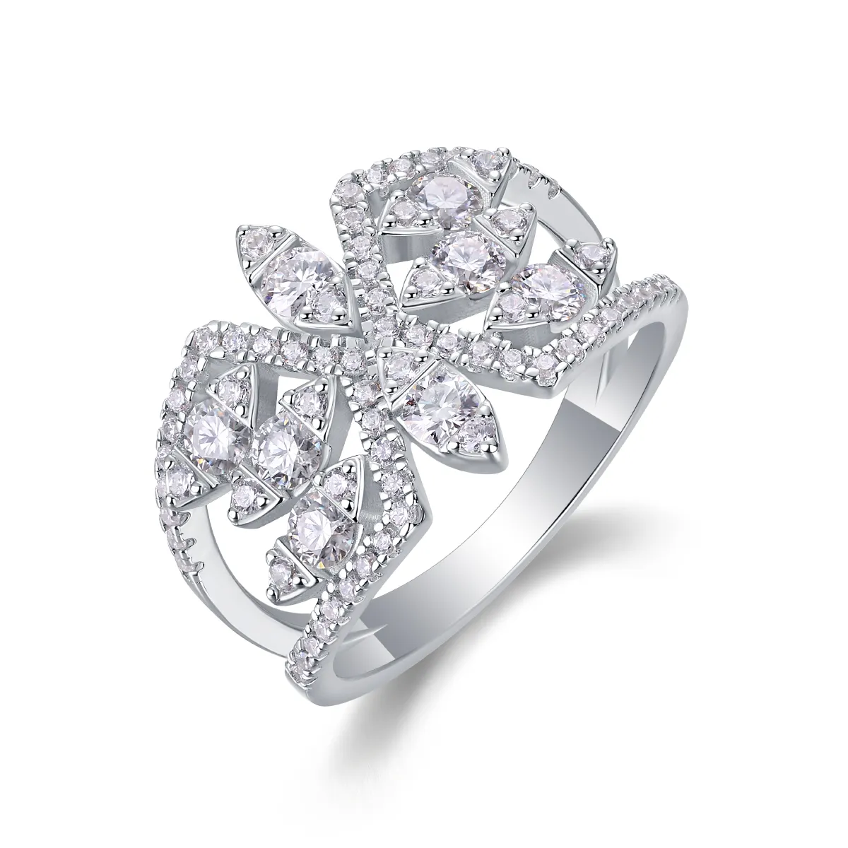 S925 Silver 3.8g Platinum Plated Moissanite Ring