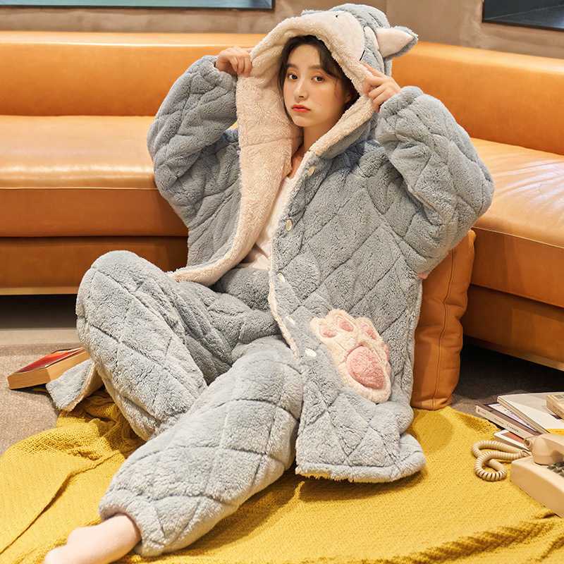 Title 4, Pajamas Girls Three-layer Quilted Jacket Winter...