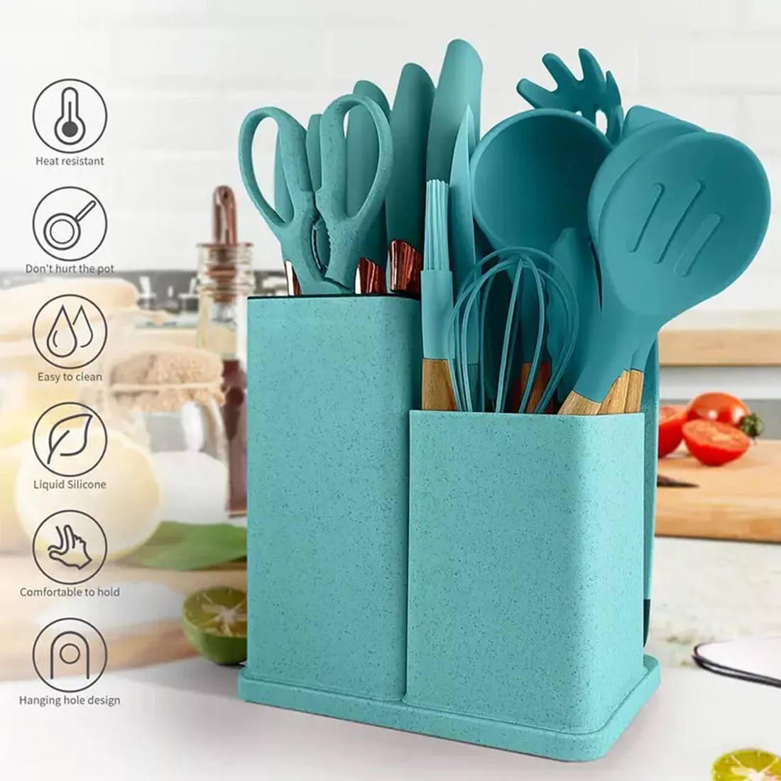 19pcs Set Non-Stick Silicone Kitchen Utensil Spatula Spoon Cooking Cookware Gift — image 9