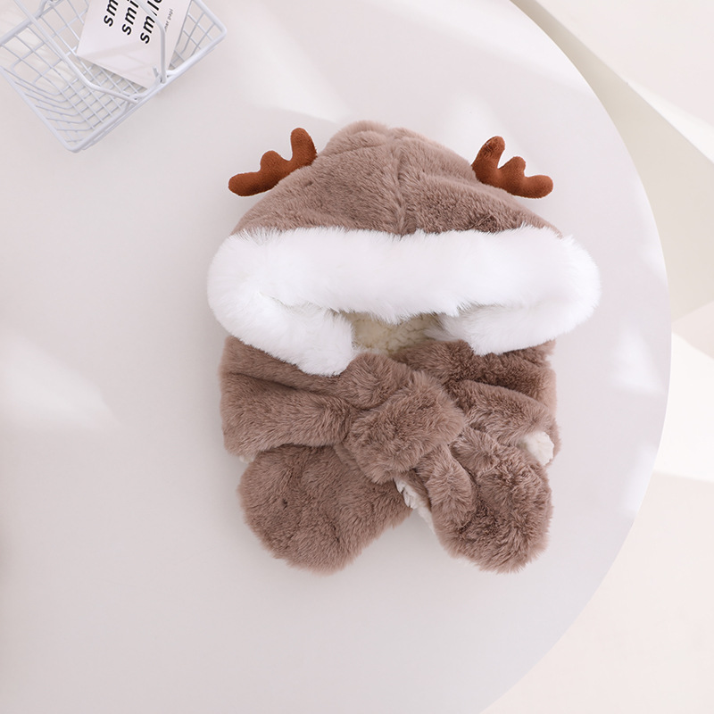 Children's Antlers Plush Ear Protection Scarf Hat