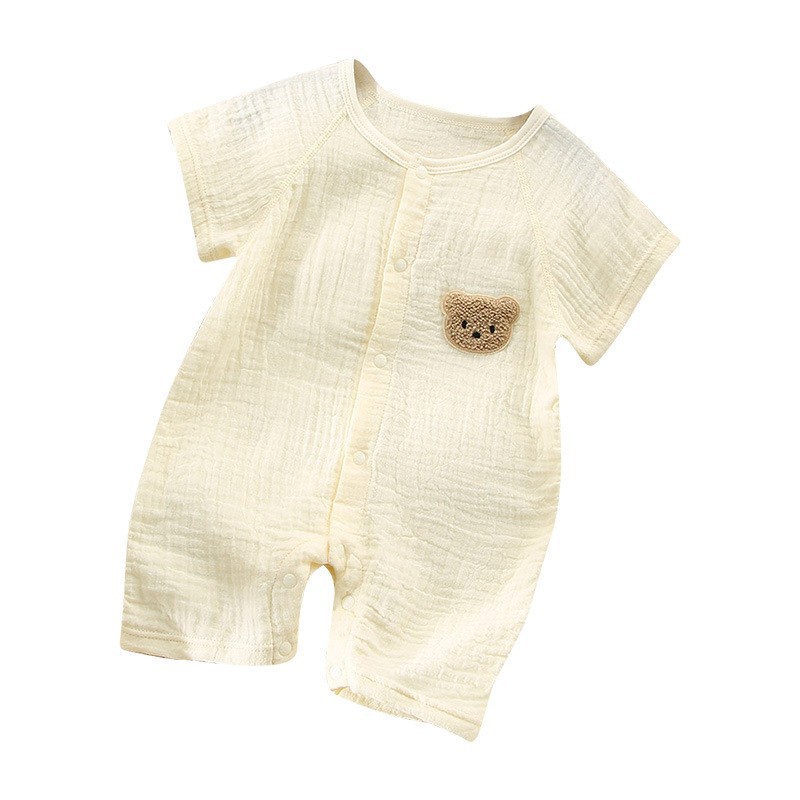 Newborn Gauze Cotton Short-sleeved Shorts Romper Single-breasted