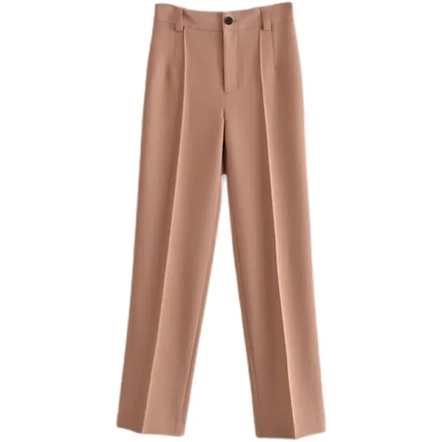 All match Slimming Straight High Waist Casual Trousers Women Khaki - Shop at LoveMi