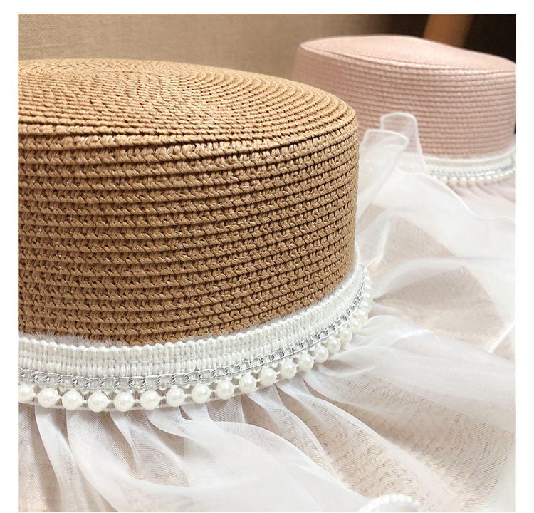 Pearl Lace Mesh Shade Straw Hat