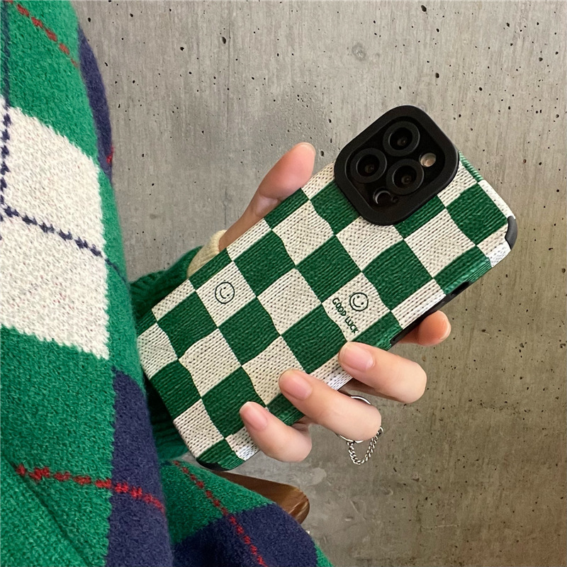 Retro Green Plaid Mobile Phone Case Soft