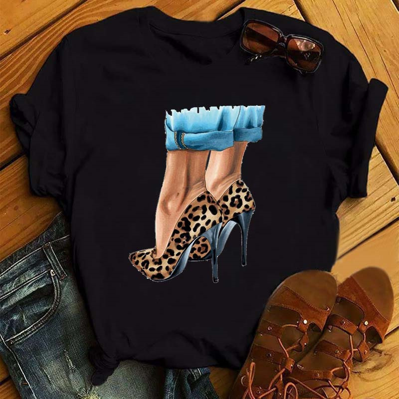 Title 6, Fashion Girl Print Ladies Short Sleeve Top Blac...