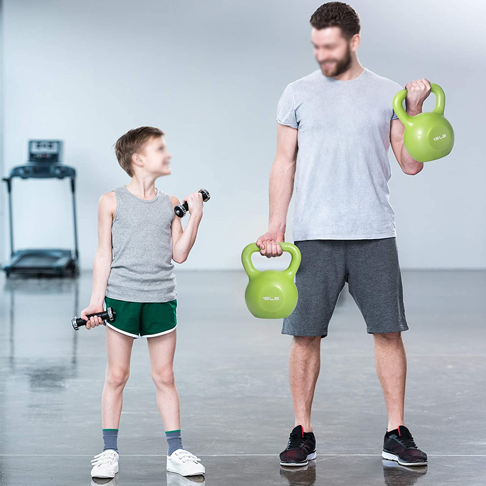 10lbs Kettlebell Set, Strength Training Kettlebells Weight Set For Women, Vinyl Coated Kettle Bell For Home Gym Workout Weight Lifting Equipment, Comfortable Grip Wide Handle Weights — foto 10