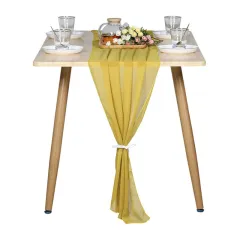 European And American Style Wedding Decoration Chiffon Table Flag - Yellow - View 1