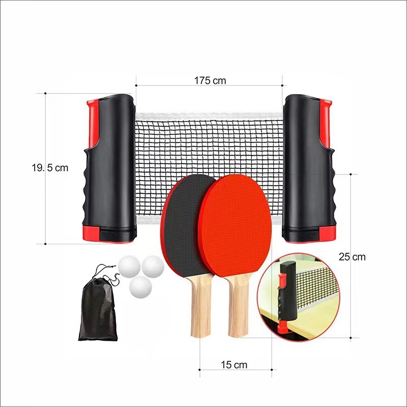 Table Tennis Kit Ball Retractable Net With 2 Paddles 3 Balls — image 2