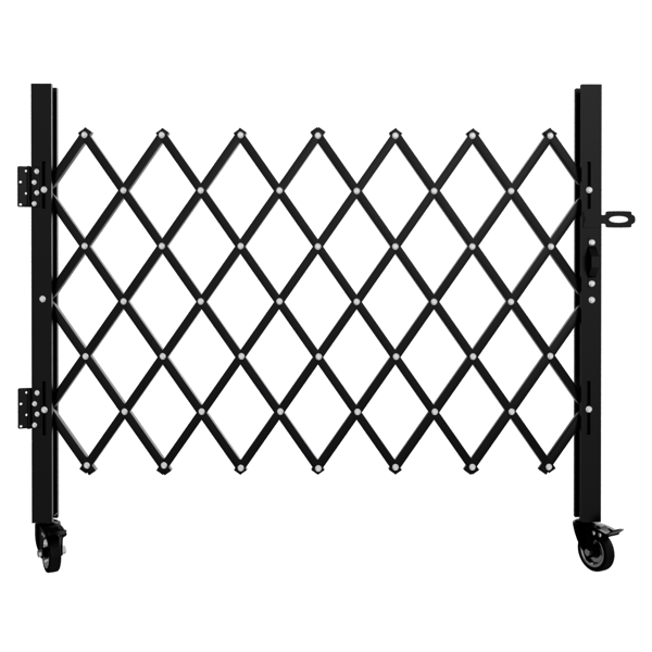 Foldable Security Gate, Expandable Safety Barrier With 360degree  Swivel Casters Lockable Design, Portable Mobile Rolling Barricade For Garage, Warehouse, Driveway And Pool Areas  