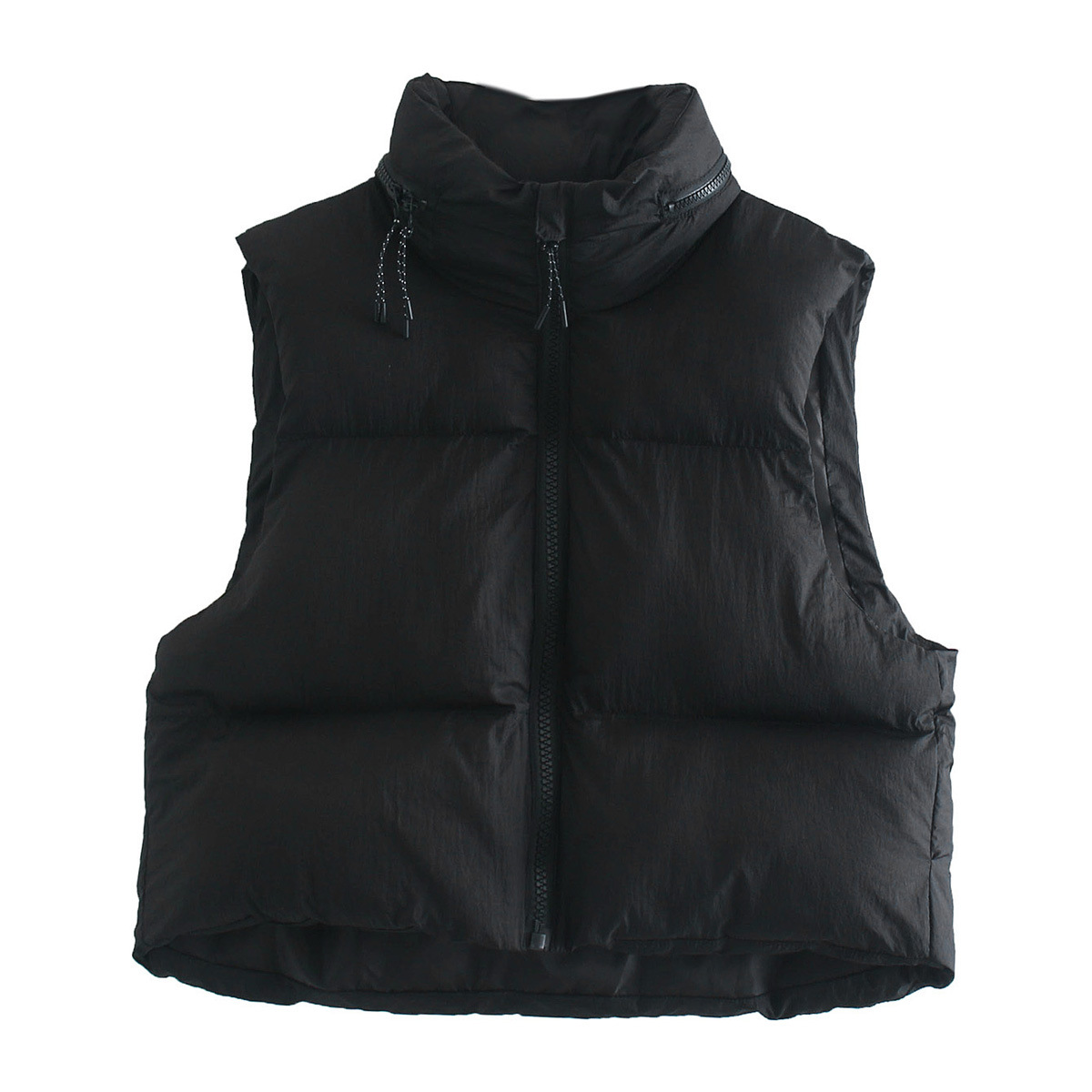 Stand-up Collar Slim-fit Cotton Vest With Zipper Vest