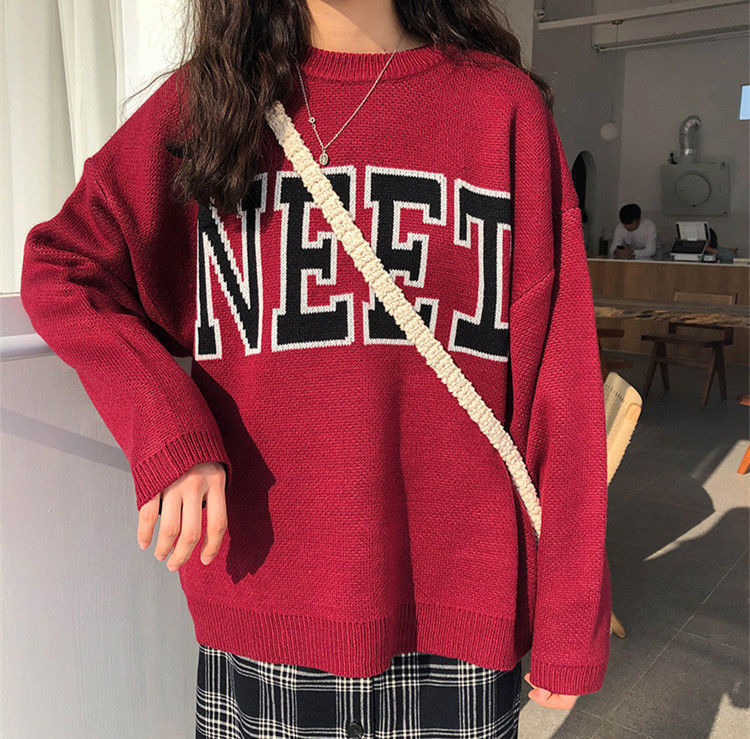 Title 3, Sweater Girl Student Sweet Round Neck Top