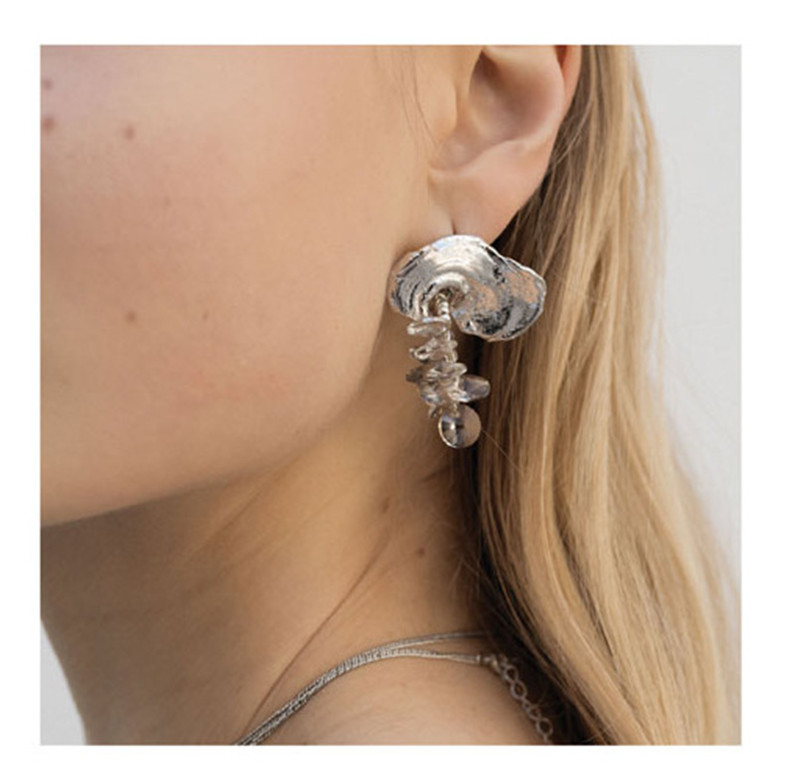 Glass Light Luxury Cold Wind Special-shaped Texture Asymmetrical Earrings