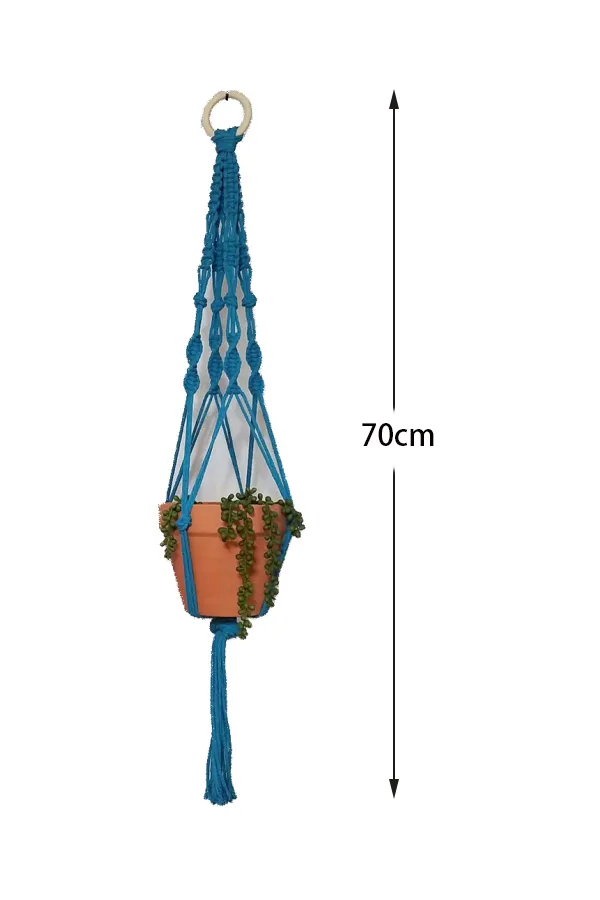Woven Hanging Basket Hanging Rope Hanging Basket Plant Pot Green Plant Net Pocket Balcony Blue - Shop at LoveMi