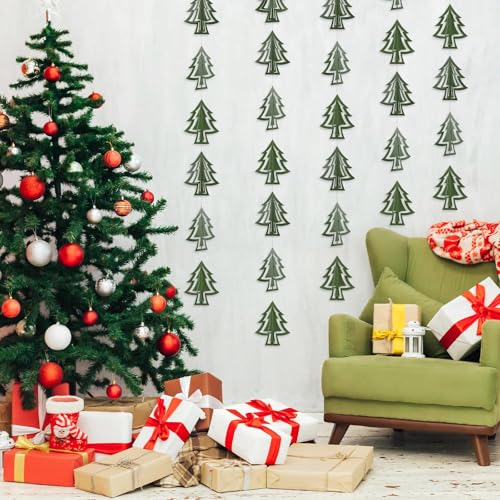 41 Ft Christmas Tree Paper Streamers Green Christmas Decorations 3D Xmas Pine Tree Hanging Swirls Banner For Xmas New Year Winter Holiday Home Wall Indoor Party Decor