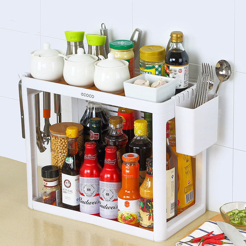 Title 2, Double-layer kitchen shelf knife rack storage box