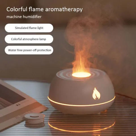 Flame Humidifier Aromatherapy Diffuser 7 Colors Light Home Air