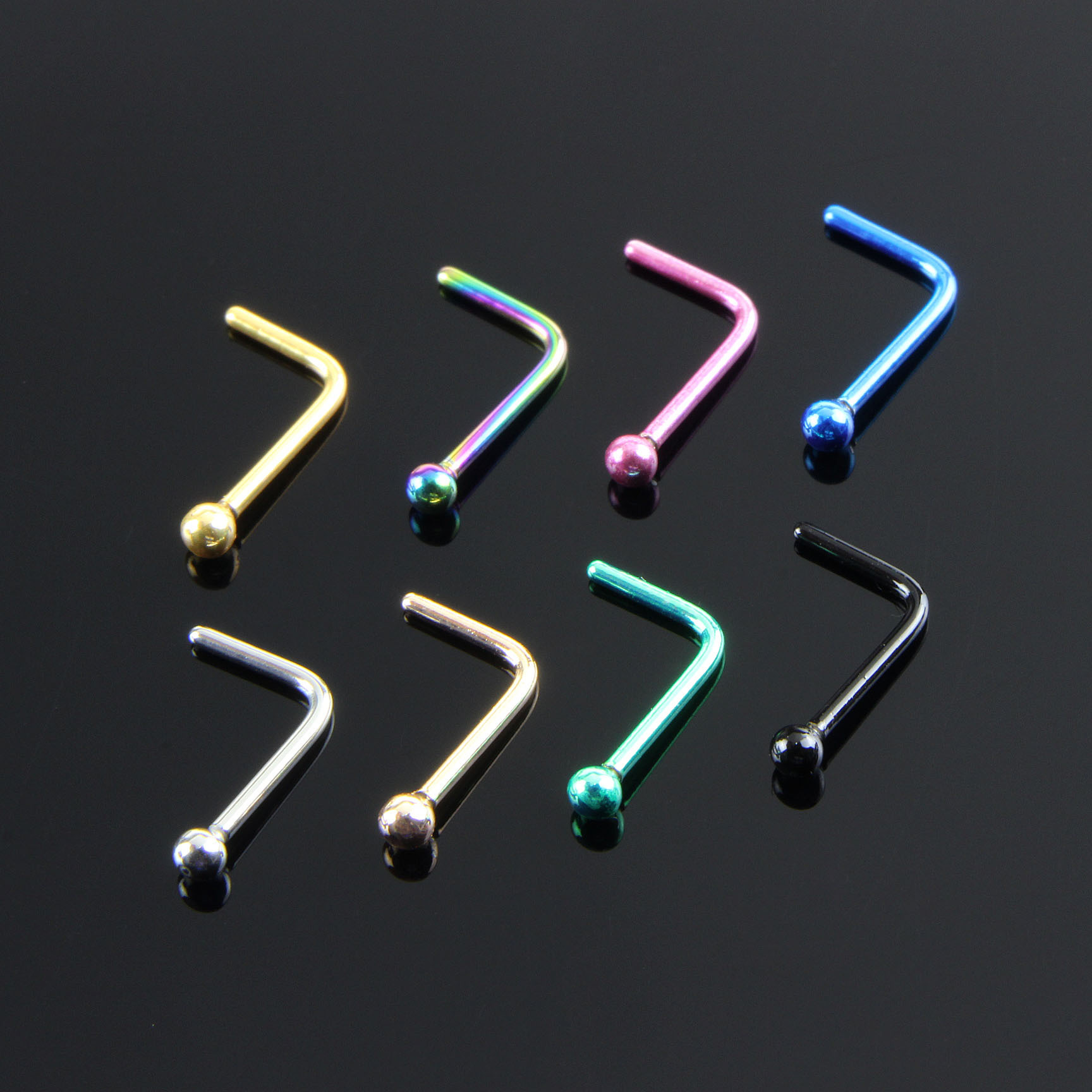 Round Ball Slightly Curved Seven-shaped Stainless Steel Nose Nail