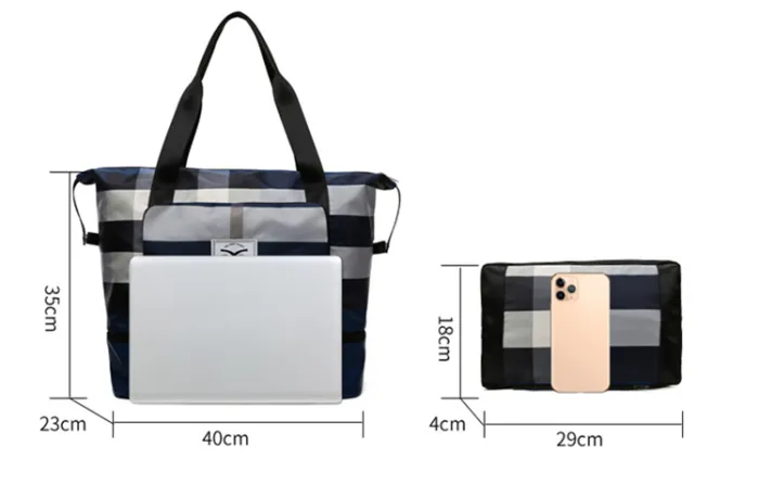 Foldable Travel Duffel Bag with Wet-Dry Pocket and Shoe Compartment, 20-35 L Gym and Weekender Bag - detail photo 1