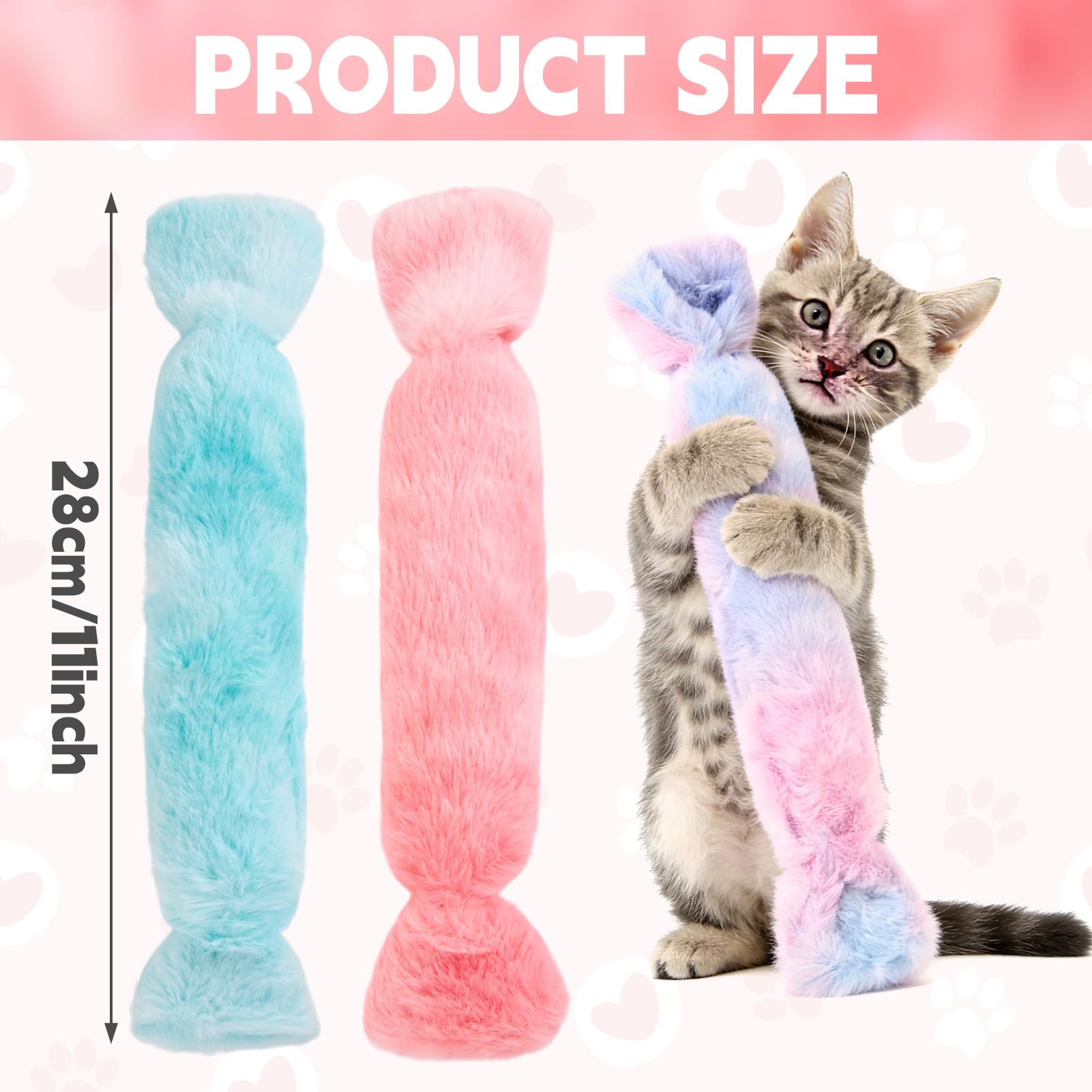 Cat Kicker Toy 3Pcs, Candy Shape Catnip Toys For Cats Catnip Toys With Crinkle Paper. Indoor Kitten Toy Kicker Pillows 3