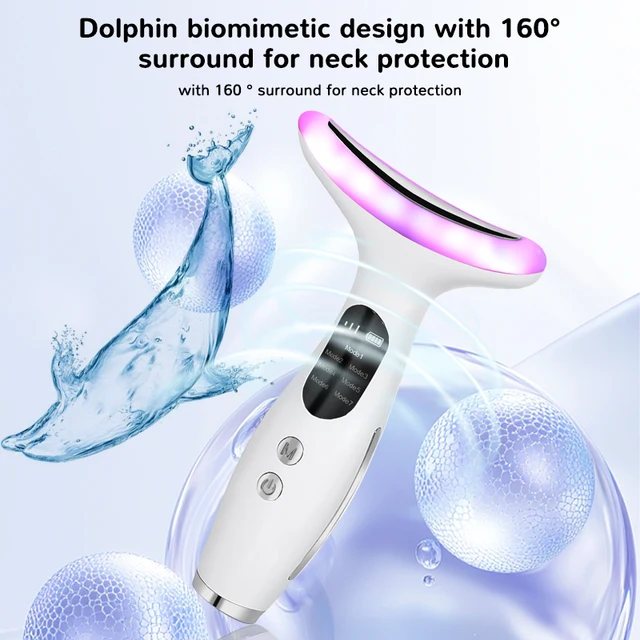 7 Color Neck Face Massager Facial Massager Tool For Skin Care At Home Vibrating Face Massager With Thermals Galvanic Machines Black