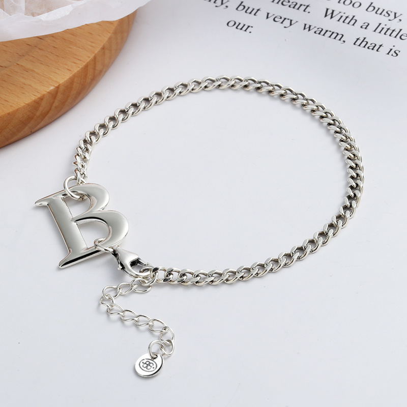 Fashion Sterling Silver Letter B Tassel Bracelet