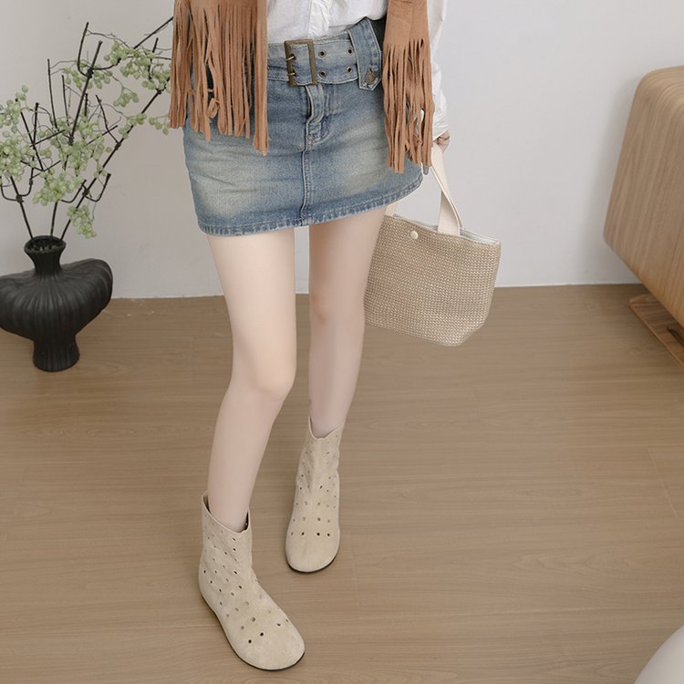 Suede Cutout Ankle Boots, picture 3 of 4