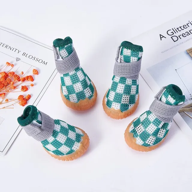 Pet Shoes Is Not Easy To Drop Poodle Green Grid - Shop at LoveMi