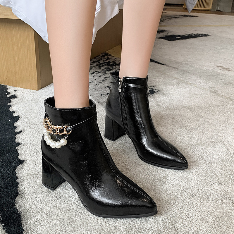 New Style Pointed Thick Heel Fashion For Autumn And Winter Korean Skinny Boots