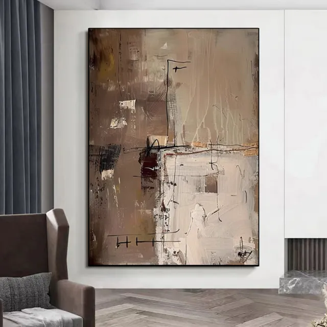 Handmade Oil Painting Canvas Wall Art Decoration Modern Brown Texture Abstract For Home Living Room Decor Rolled Frameless Unstretched Painting W... Without Inner Frame - Shop at LoveMi