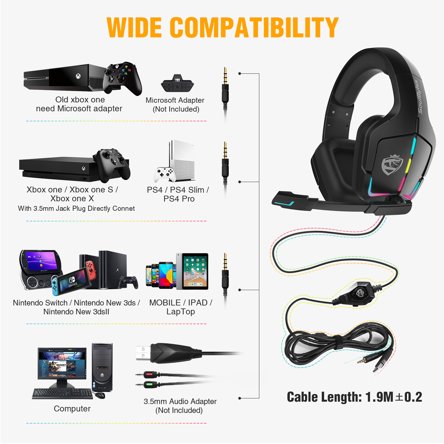 Gaming Headset RGB Wired Computer Headset PS4 Headset - Image 3
